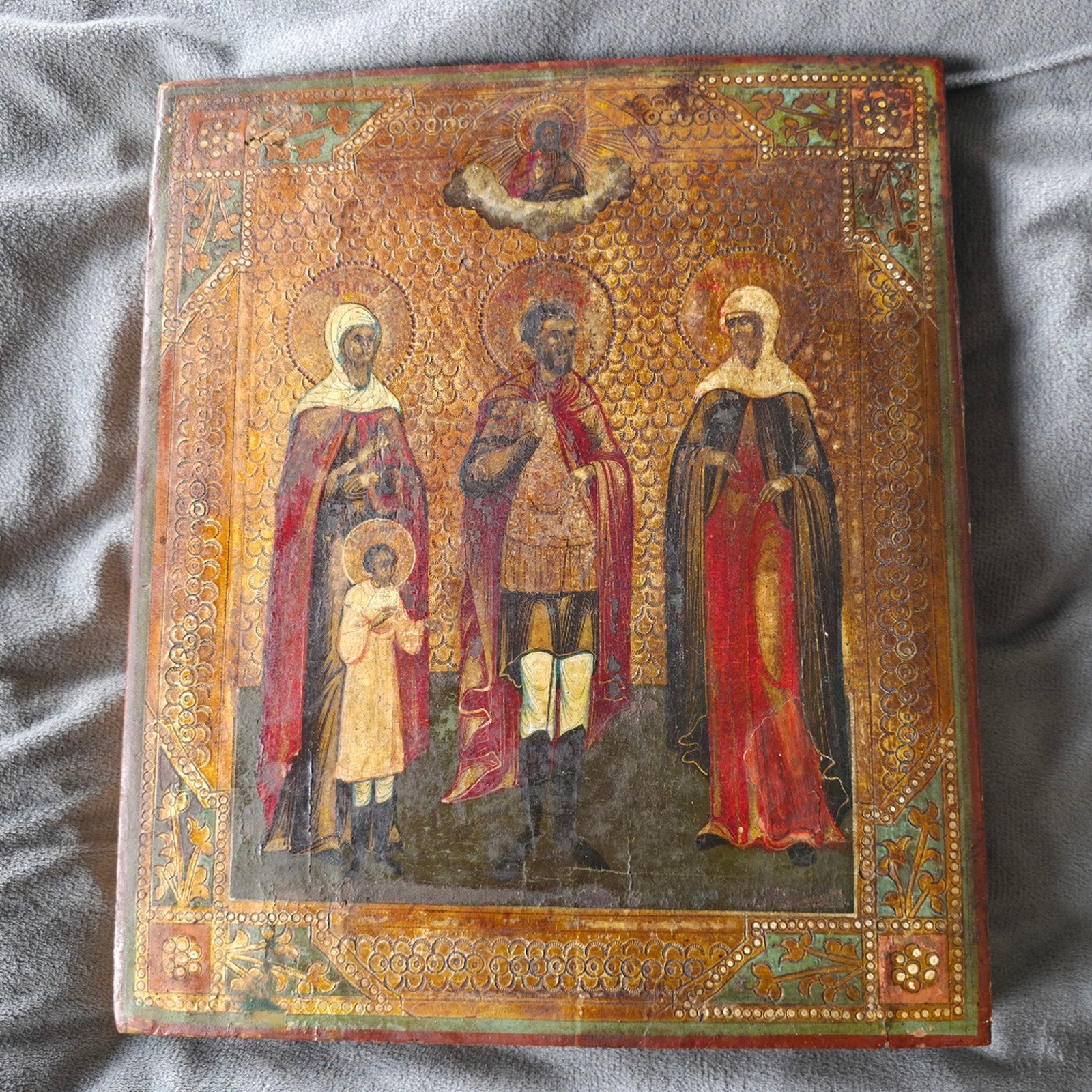 19e-eeuwse Russische Icoon – Geselecteerde Heiligen, Antiek en Kunst, Ophalen of Verzenden