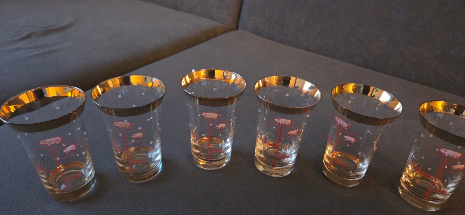 Prachtige Set van 6 Vintage Varkens Borrelglazen (Jaren 50), Ophalen