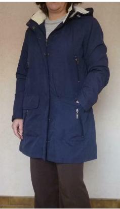 halflange donkerblauwe zomerjas met kap (M/L), Ophalen of Verzenden, Gedragen, Maat 38/40 (M)
