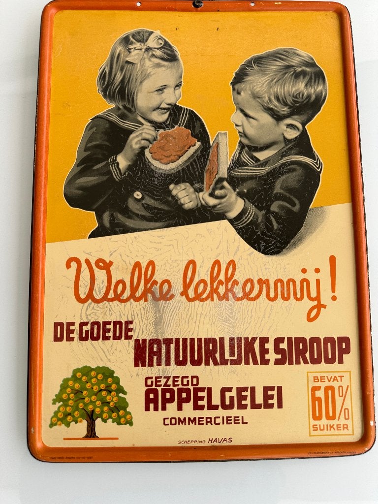 REKLAME BORD "NATUURLIJKE APPELGELEI" 1939, Ophalen of Verzenden