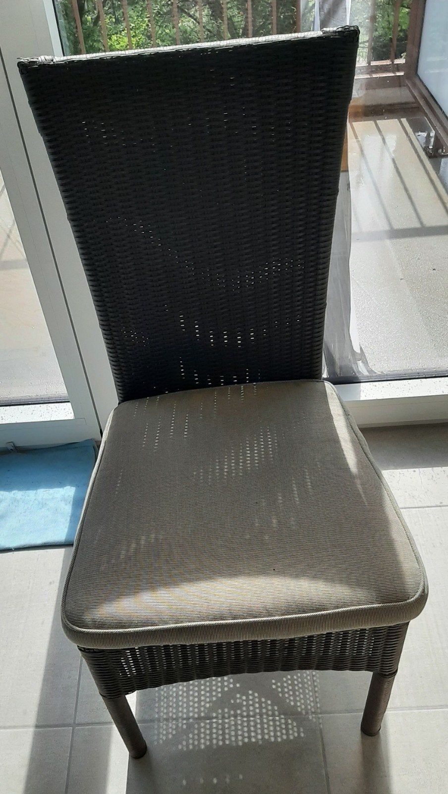 Bruin rieten stoelen met kussen, Tuin en Terras, Ophalen