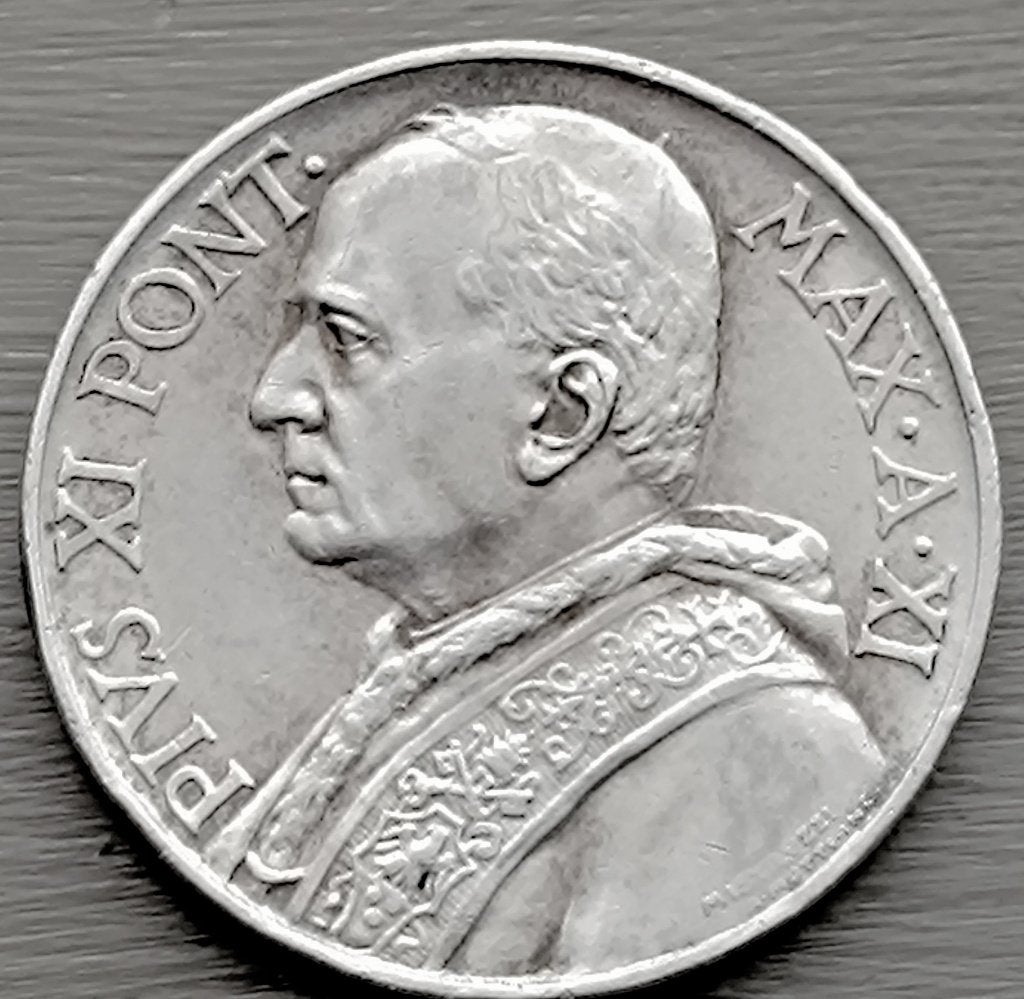 munt Vaticaan 10 lire 1932 zilver 0,835, Ophalen of Verzenden, Zilver