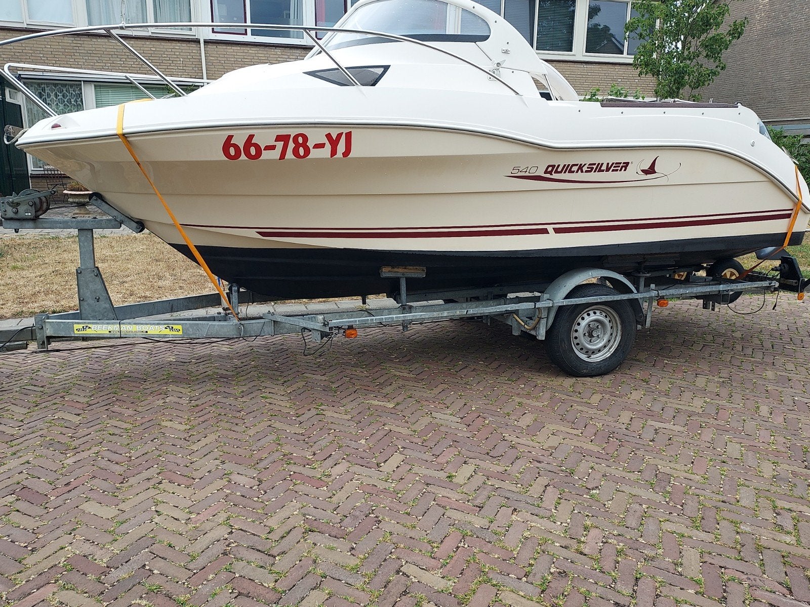 Quicksilver cabin met 70 pk buitenboordmotor met afstandbedi, Ophalen, Quicksilver, Buitenboordmotor, Elektrische start