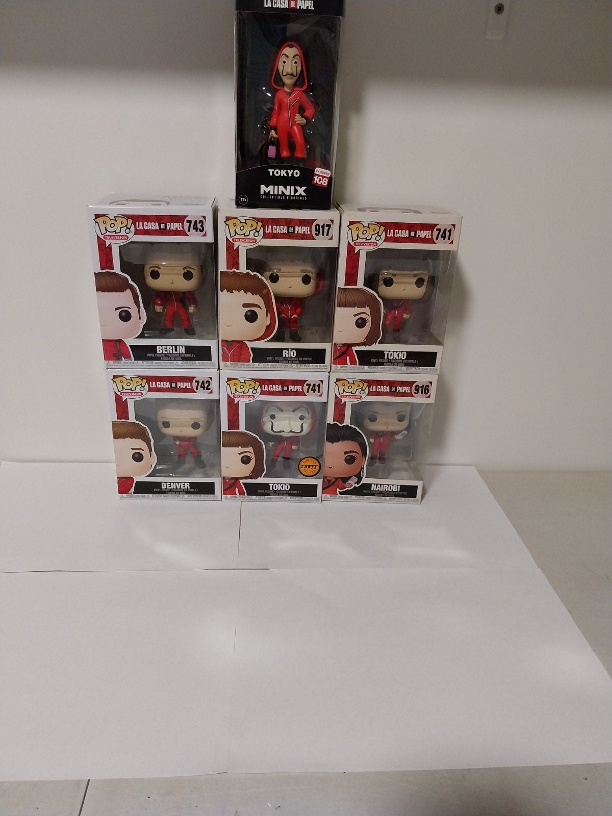 6 funko pop's van la casa de papel/money heist en 1 minix, Verzamelen, Efteling, Ophalen of Verzenden, Zo goed als nieuw, Beeldje of Poppetje