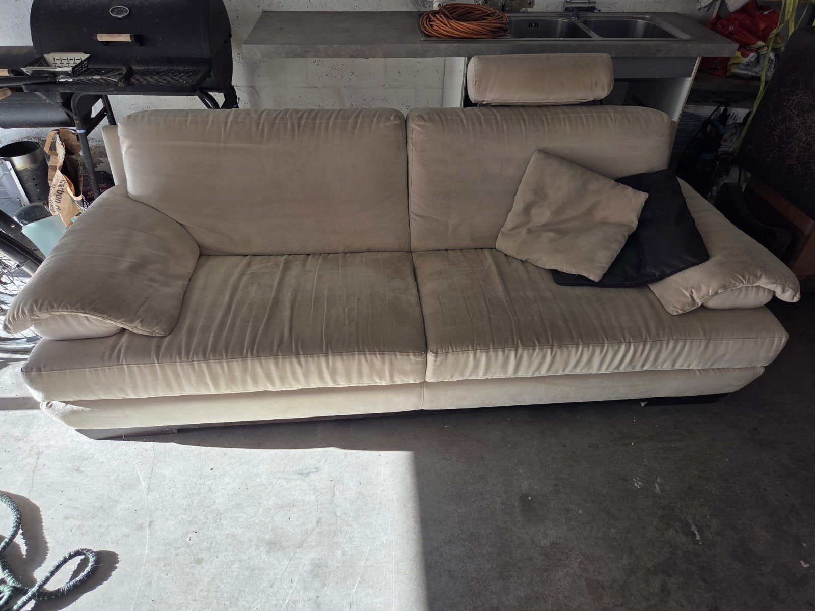 3-zit Natuzzi suède, Ophalen, Gebruikt, Driepersoons, Leer