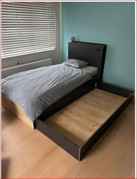 Bed 100X200 met Schuif in prima staat + 2 Matrassen(gratis), Ophalen, 85 tot 100 cm, Gebruikt, Matras