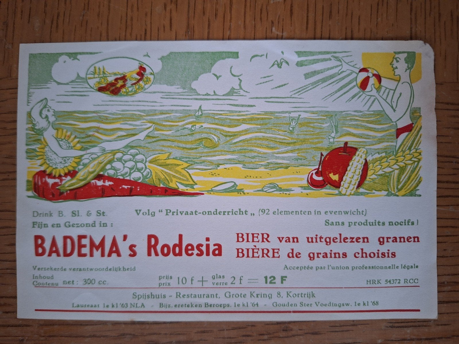 speciaal groot bieretiket Badema's Rodesia bier Kortrijk, Enlèvement ou Envoi