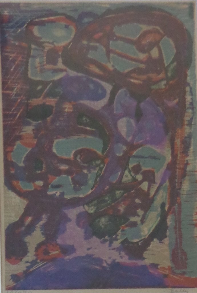 MOGENS BALLE / COBRA / KLEURHOUTSNEDE / 73x54cm / KADER, Signé, Enlèvement, Gravure
