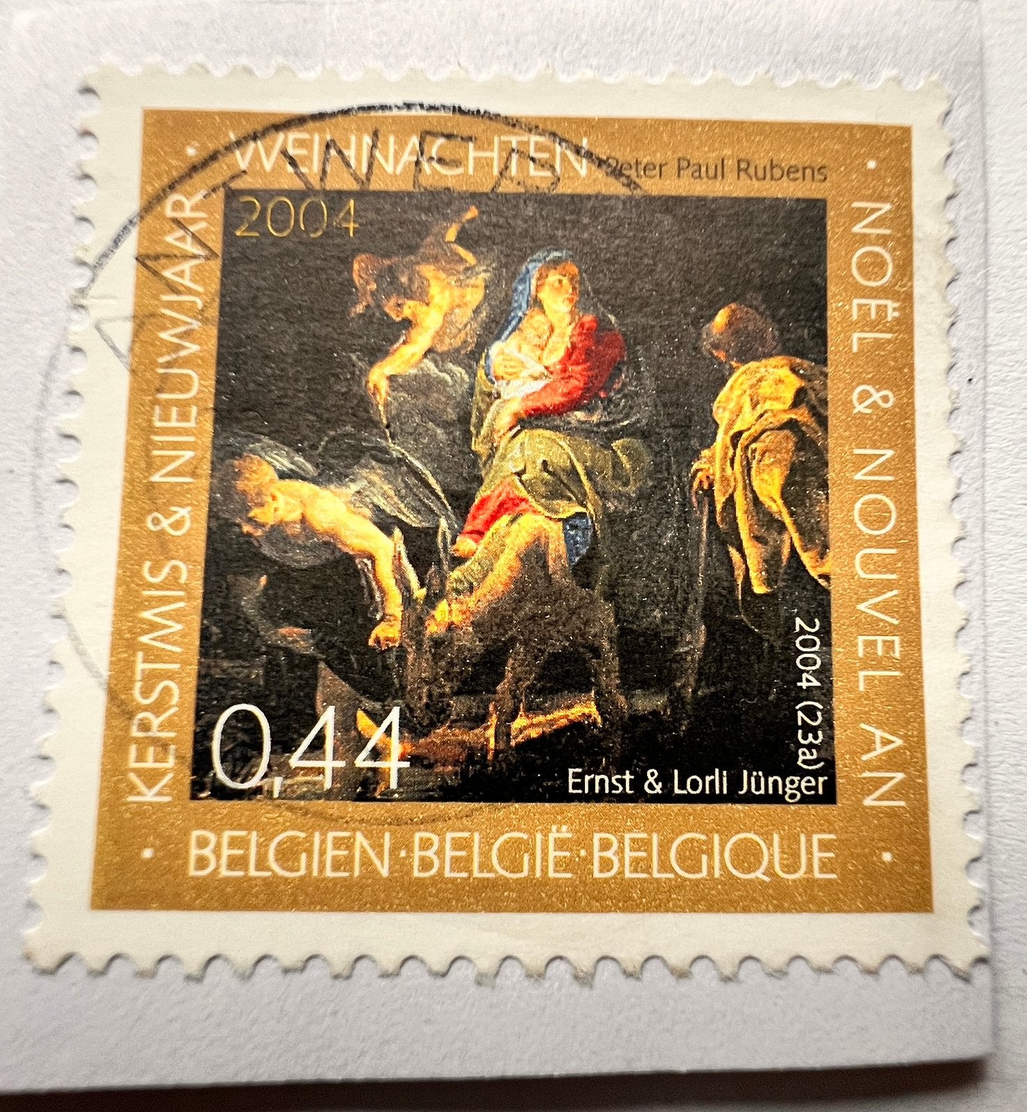 Belgische kerstpostzegel 0,44 2004 Peter Paul Rubens, Ophalen, Gestempeld