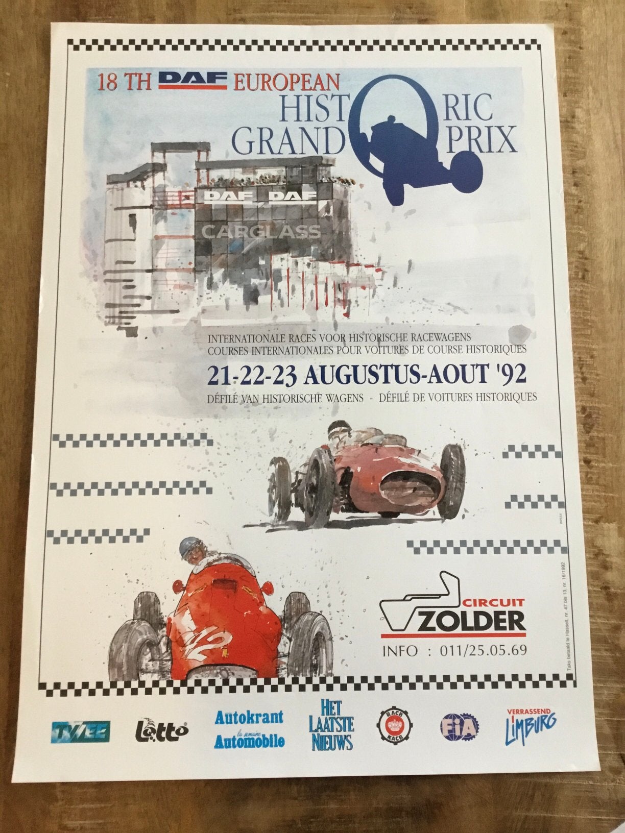 Affiche european historic gp zolder 1992, Ophalen of Verzenden, Zo goed als nieuw