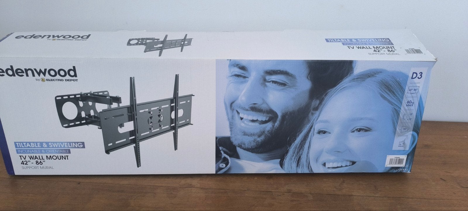 Support mural TV Edenwood D3 (42" à 86") – Neuf, Audio, Tv en Foto, Ophalen, Nieuw