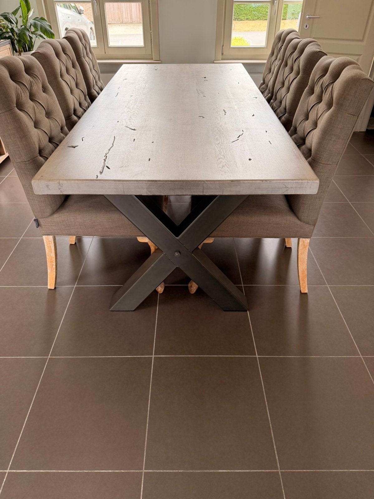 Tafel en 6 stoelen, landelijk, Ophalen, Gebruikt, 4 tot 6 stoelen