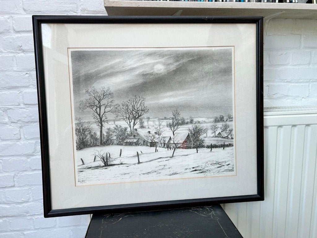 Heuvelend winterlandschap - Gies Cosyns, Antiek en Kunst, Kunst | Schilderijen | Klassiek, Realistisch, Overige technieken, Landschap