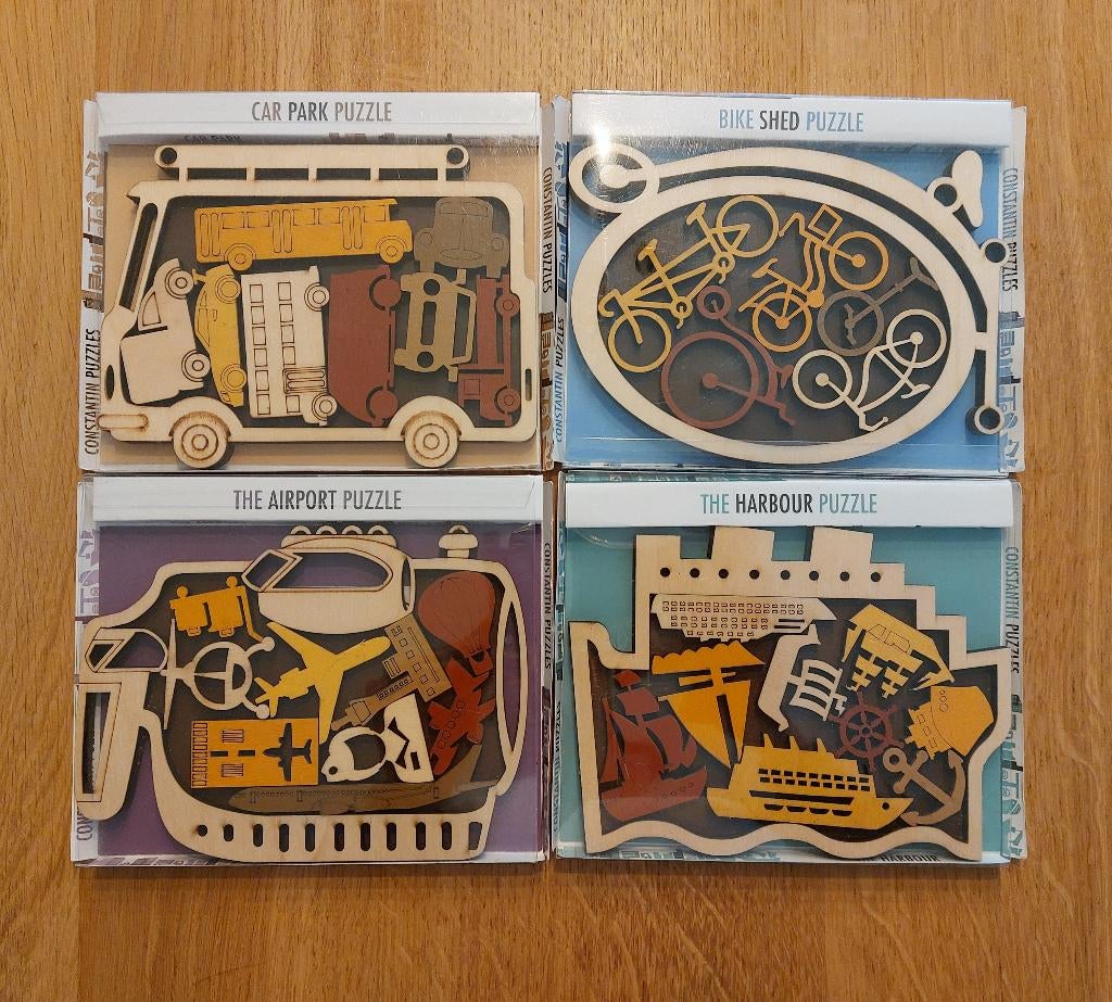 4 houten breinbreker - puzzels, Ophalen, Minder dan 500 stukjes, Zo goed als nieuw, Overige typen