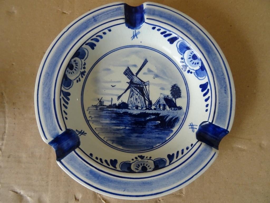 Delfts blauwe asbak grote asbak met molen Delfts Holland, Ophalen of Verzenden