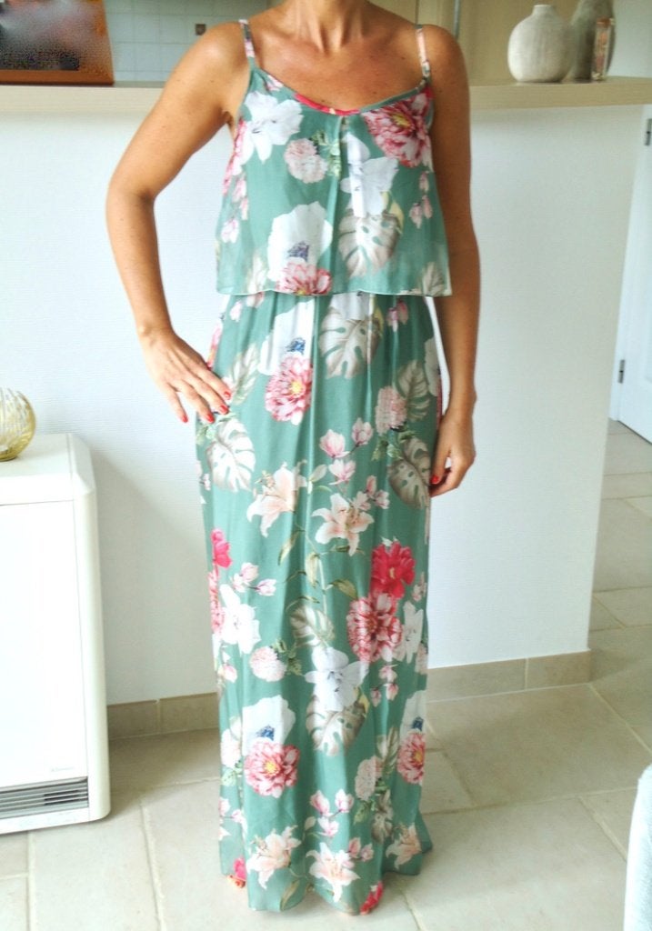 Prachtig lang voile kleed - bloemen, Kleding | Dames, Jurken, Lola & Liza, Ophalen of Verzenden, Nieuw, Maat 36 (S)