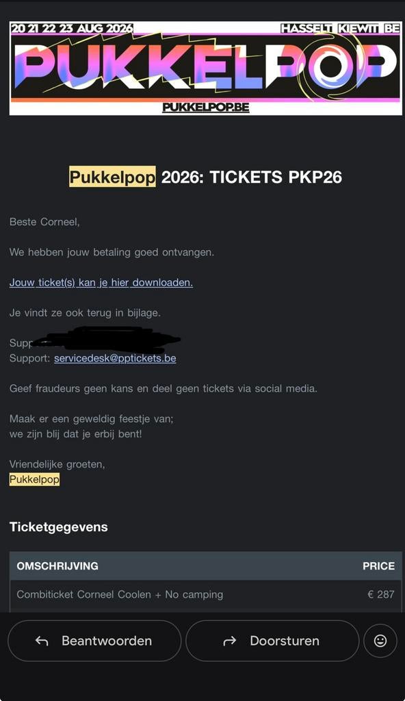 Pukkelpop combiticket te koop, Tickets & Billets, Événements & Festivals, Une personne, Plusieurs jours
