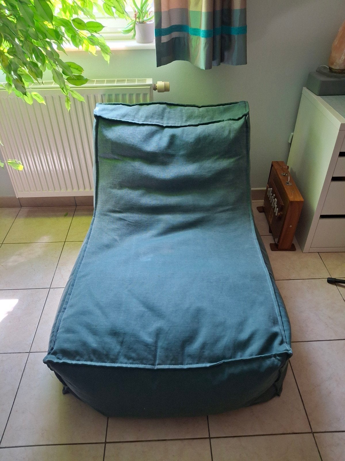 Blauwe stevige zitzak zetel, Huis en Inrichting, Ophalen, Gebruikt, Blauw, Zitzak
