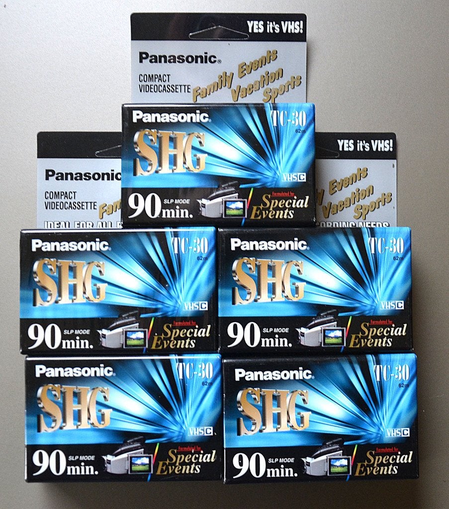 5 VHS-C TC-30 Panasonic VHS compact videocassettes 90 min, Enlèvement ou Envoi, VHS-C ou SVHS-C, Cassette (vidéo)