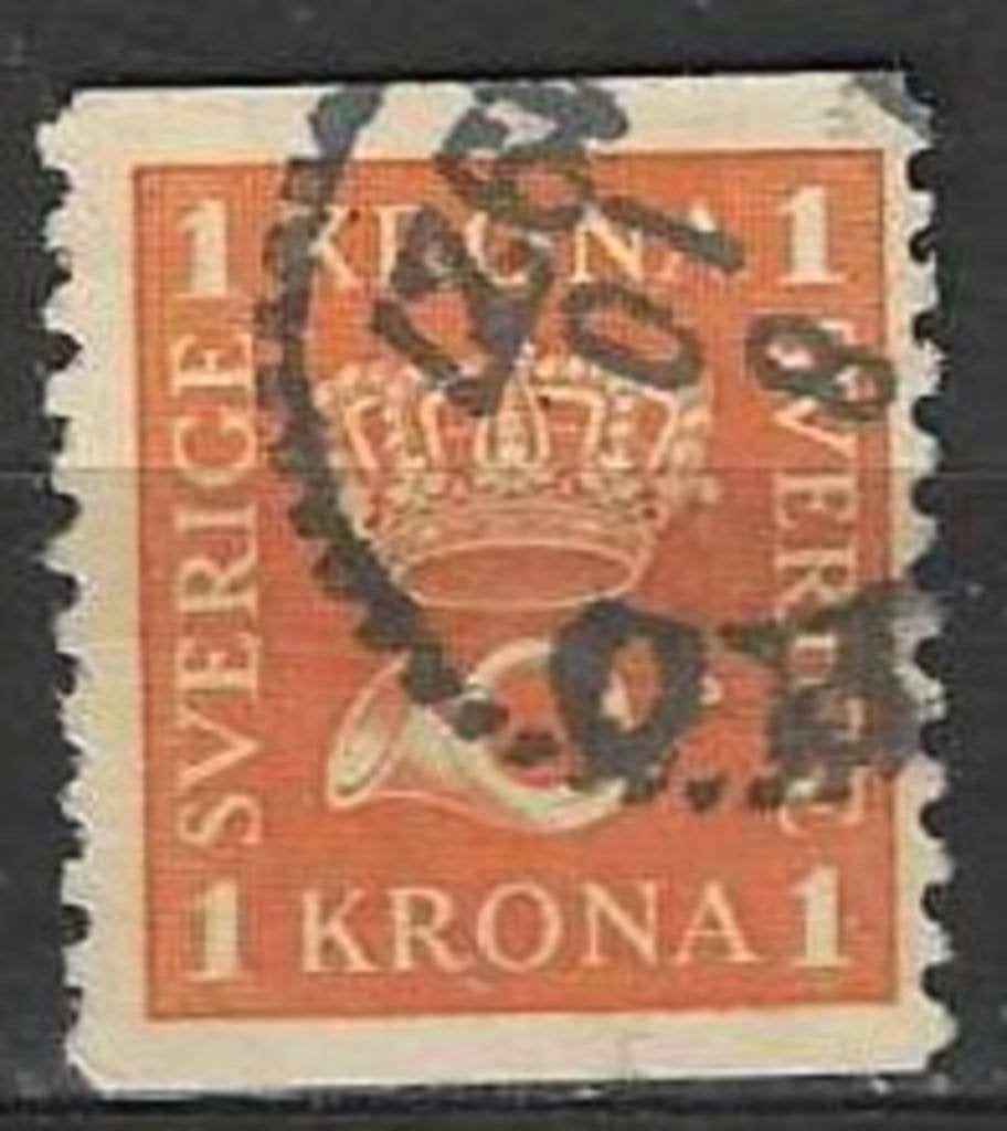 Suède 1920/1924 - Yvert 145 - Emblème postal - 1 Kr. (1ER), Envoi, Suède, Affranchi