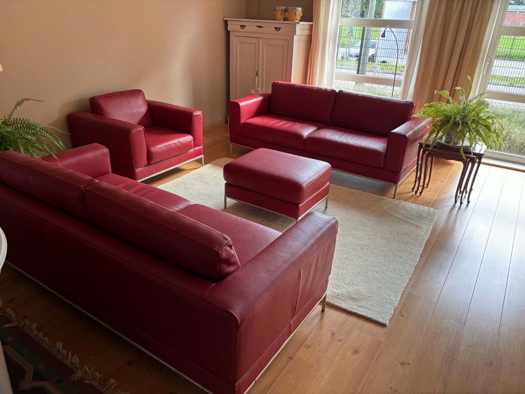 Lederen salon, Ophalen, Zo goed als nieuw, Leer