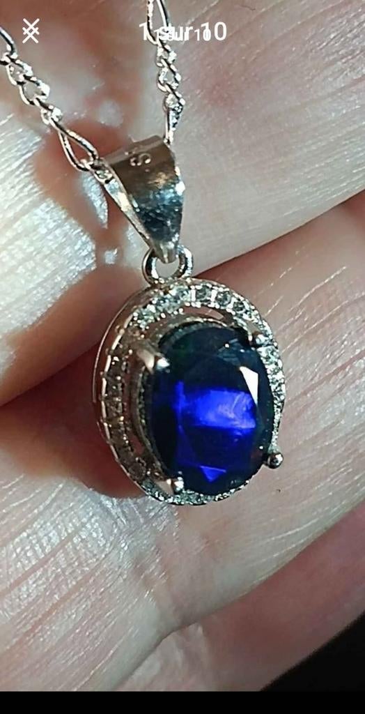 Pendentif en argent massif avec opale noire d'Éthiopie, Bijoux, Sacs & Beauté, Pendentifs, Neuf, Argent, Bleu, Avec pierre précieuse