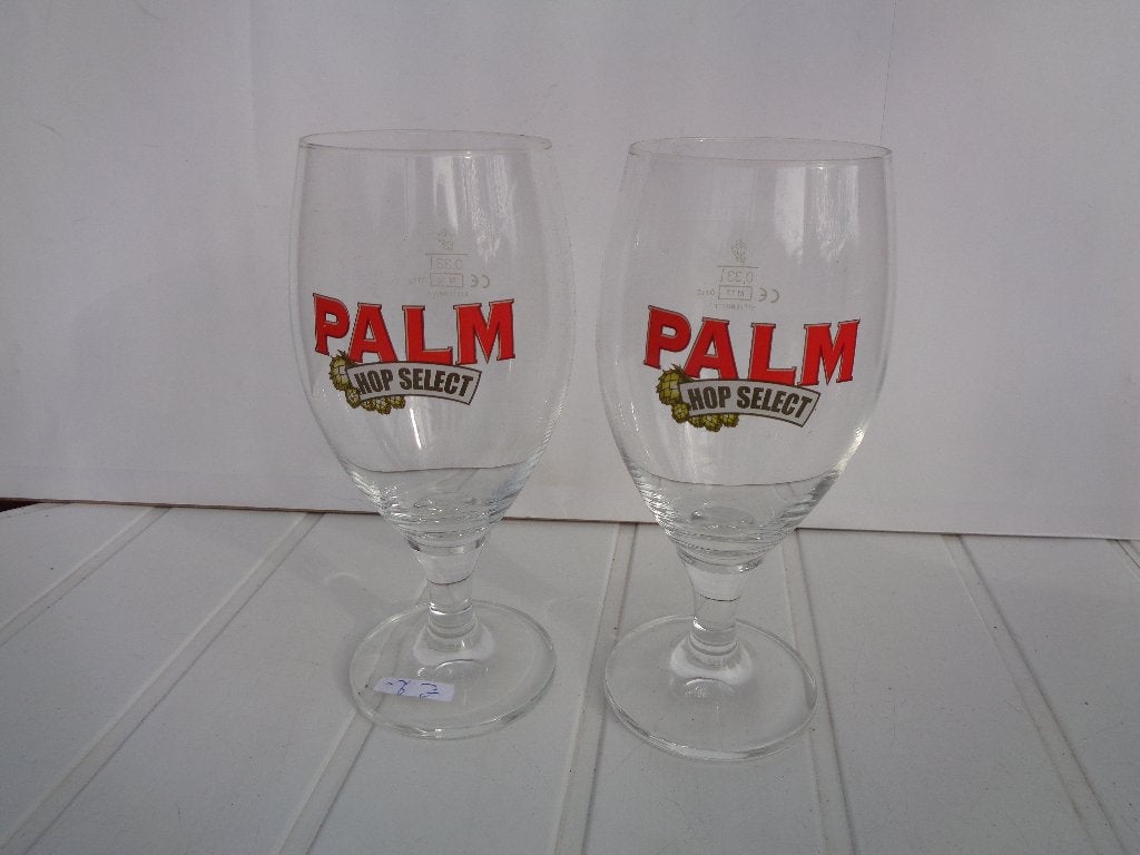 2 palm glazen Hop Select € 1,00 per stuk, Verzamelen, Ophalen of Verzenden, Zo goed als nieuw, Glas of Glazen, Palm