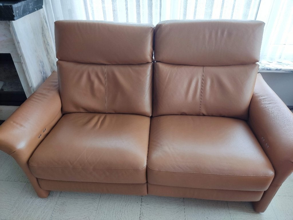 Lederen relax, Ophalen, 150 tot 200 cm, Tweepersoons, Zo goed als nieuw