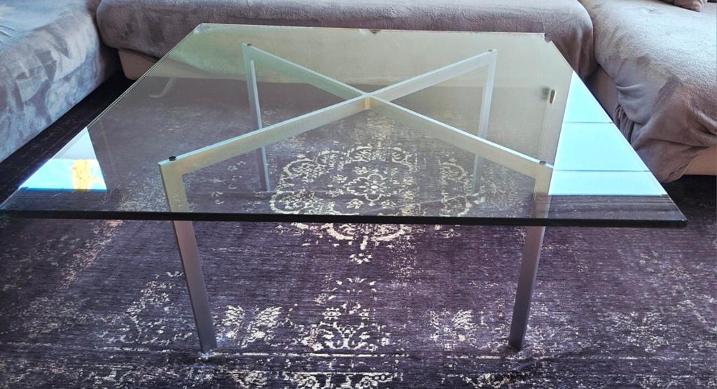 Table Barcelona Knoll, Maison & Meubles, Tables | Tables de salon, Enlèvement, Utilisé, Carré, Verre