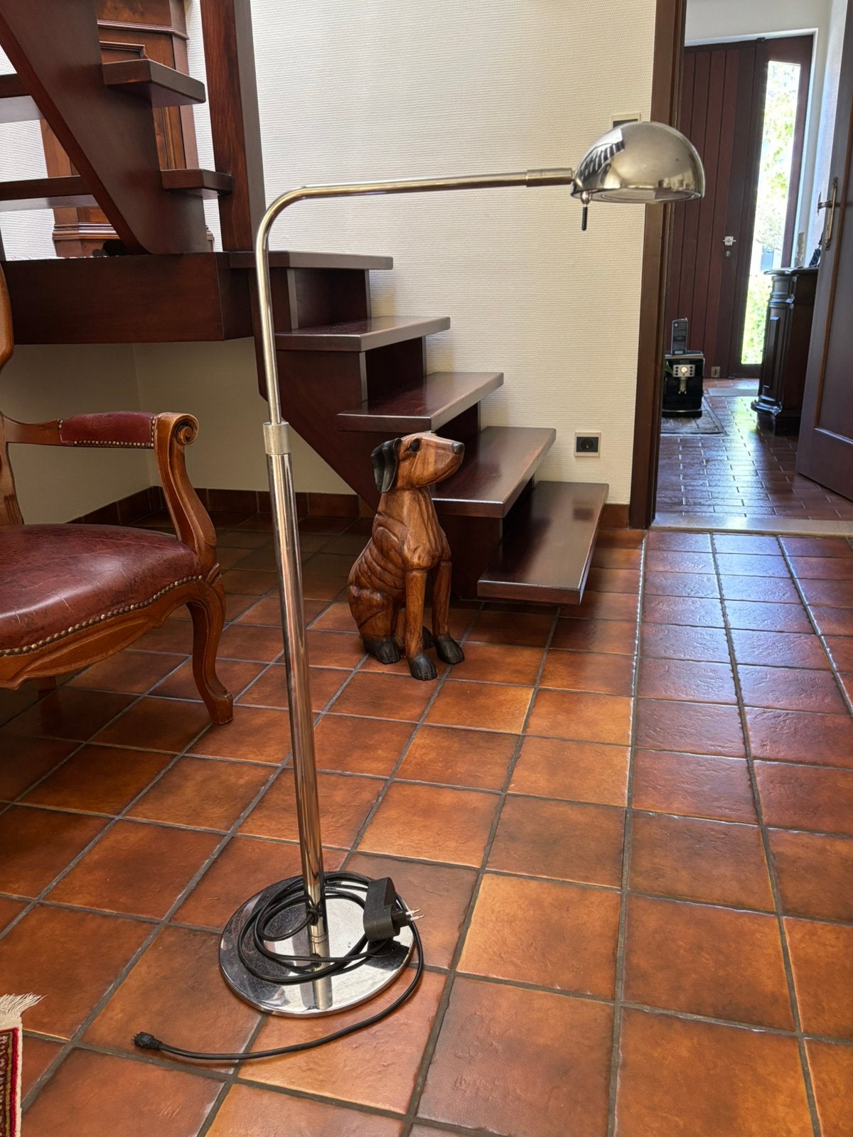 Inox staande leeslamp, Huis en Inrichting, Ophalen, Zo goed als nieuw, Metaal