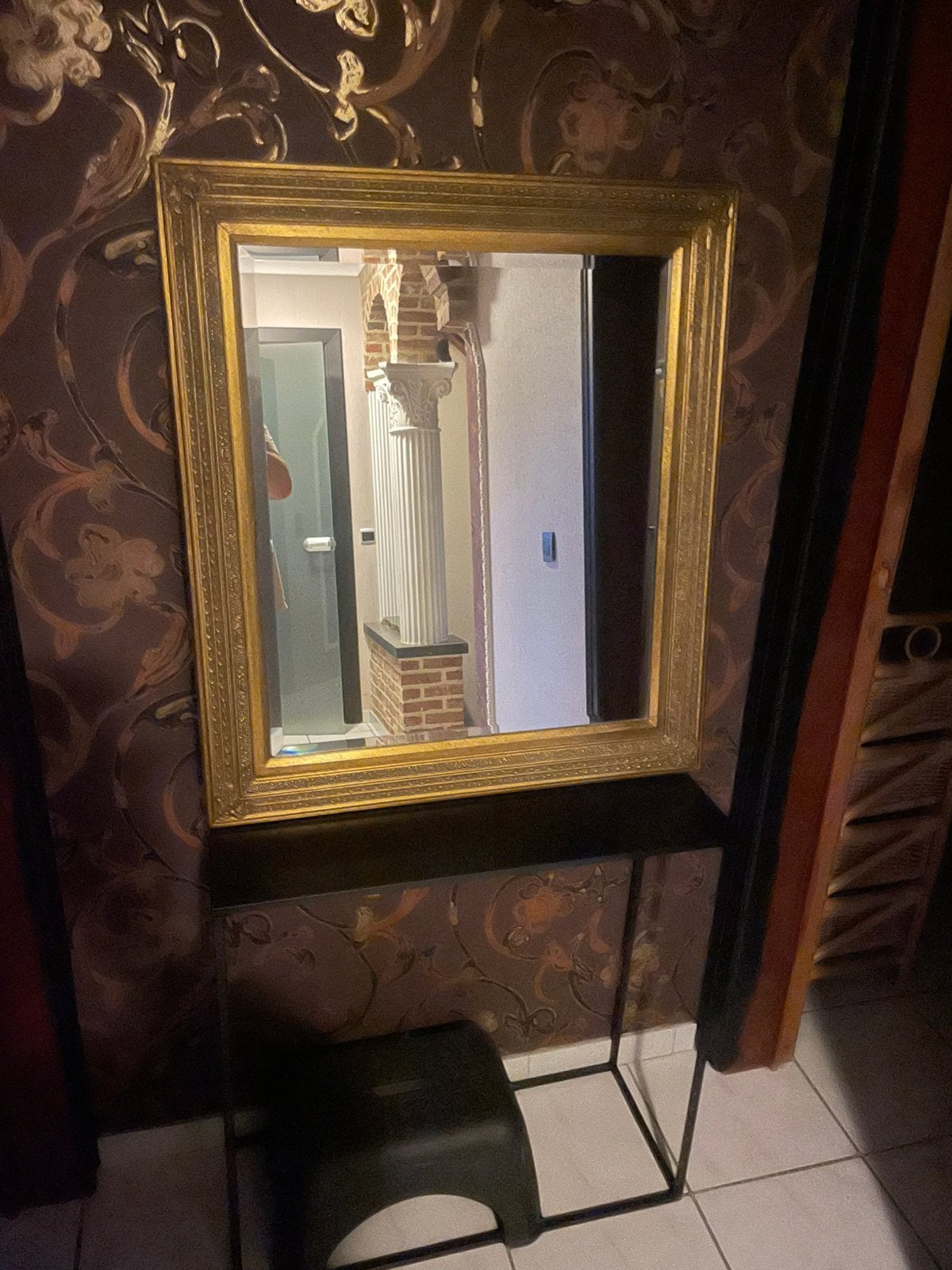 Spiegel met gouden rand, Ophalen, Vierkant, 50 tot 100 cm, Minder dan 100 cm