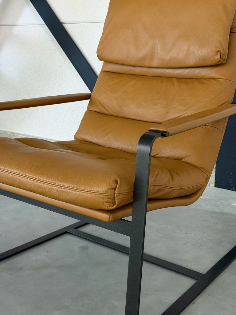 Leolux Indra fauteuil – Leder Ceras Brandy – Nieuwstaat, Huis en Inrichting, Pode Jori Vitra Cassina Flexform, 75 tot 100 cm, Zo goed als nieuw