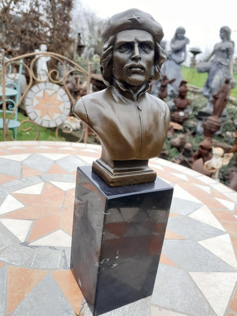 BRONZEN BUSTE GESIGNEERD J.PEREZ DE CHE GUEVARA, Ophalen of Verzenden, Brons