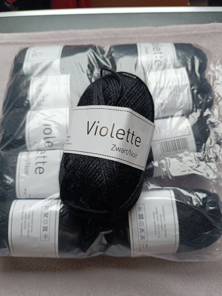 10 bollen VERITAS Violette ZWART, Hobby & Loisirs créatifs, Enlèvement ou Envoi, Neuf, Tricot ou Crochet, Laine ou Fils