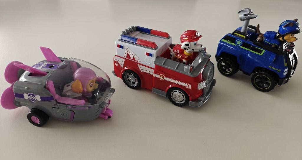 Paw Patrol - 3 voertuigen met figuurtje, Ophalen, Gebruikt