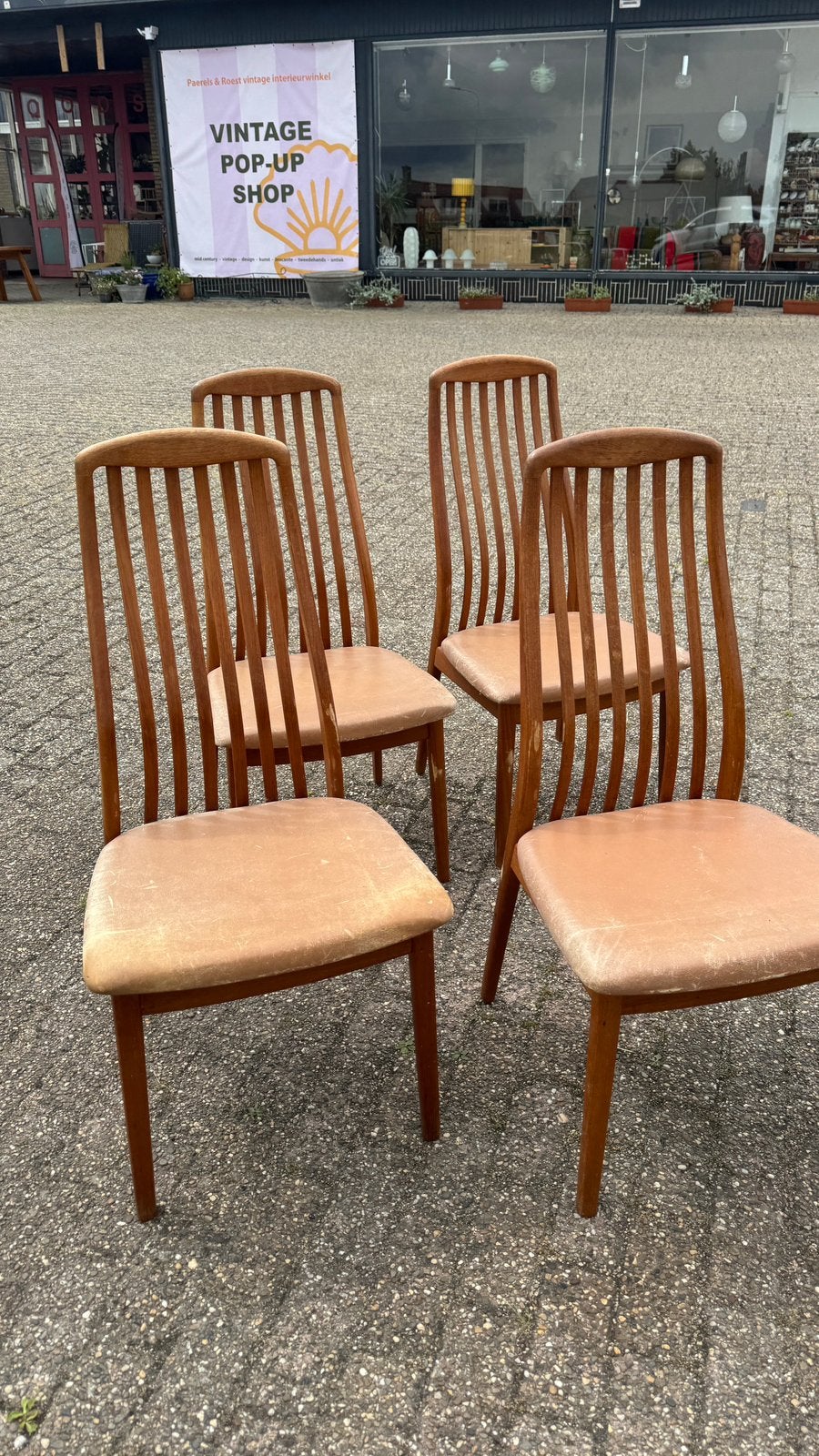 Vintage Deense Schou Andersen stoelen, Antiek en Kunst, Antiek | Meubels | Stoelen en Sofa's, Ophalen