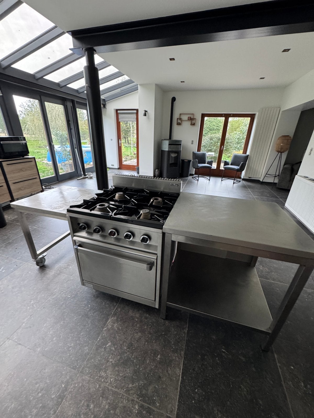 Ensemble fourneaux plus table inox, Maison & Meubles, Enlèvement, Utilisé, Acier ou Inox, Autres types