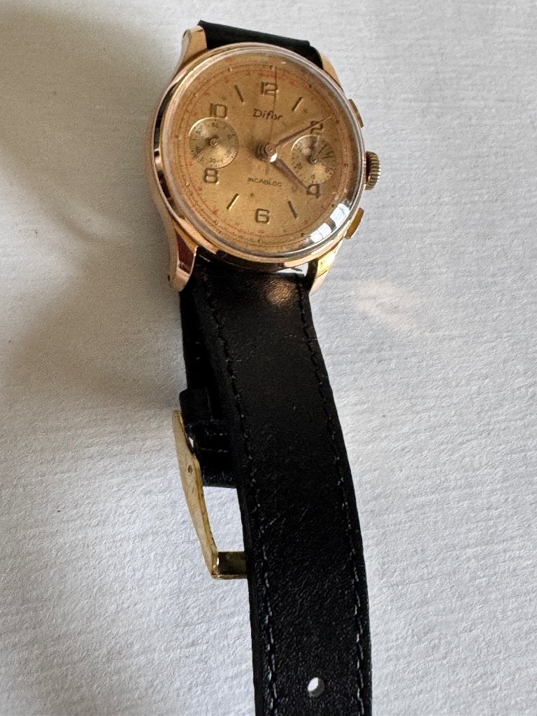 montre chronographe Difor, Bijoux, Sacs & Beauté, Montre-bracelet, Enlèvement ou Envoi, Acier, Utilisé