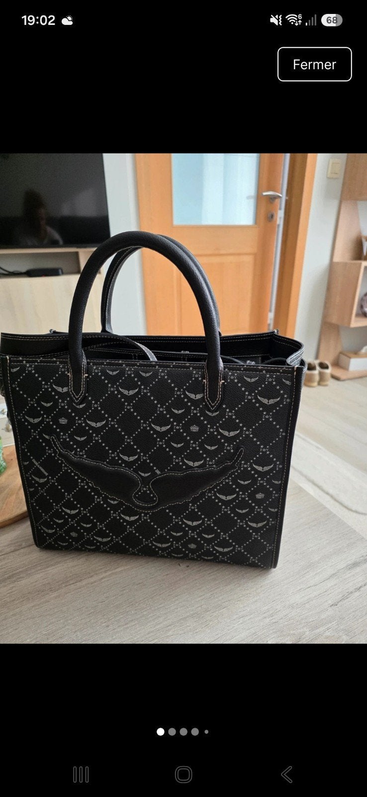 cabas angel tote monogram zadig et voltaire, Enlèvement, Noir