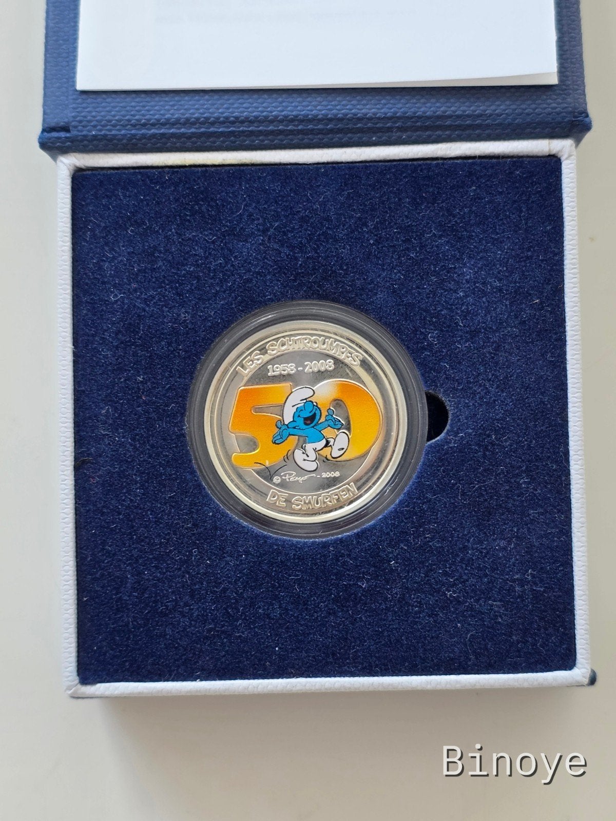5 Euro Belgique 2008 Schtroumpfs Couleur BE Box Certificat, Ophalen of Verzenden, België, 5 euro, Zilver