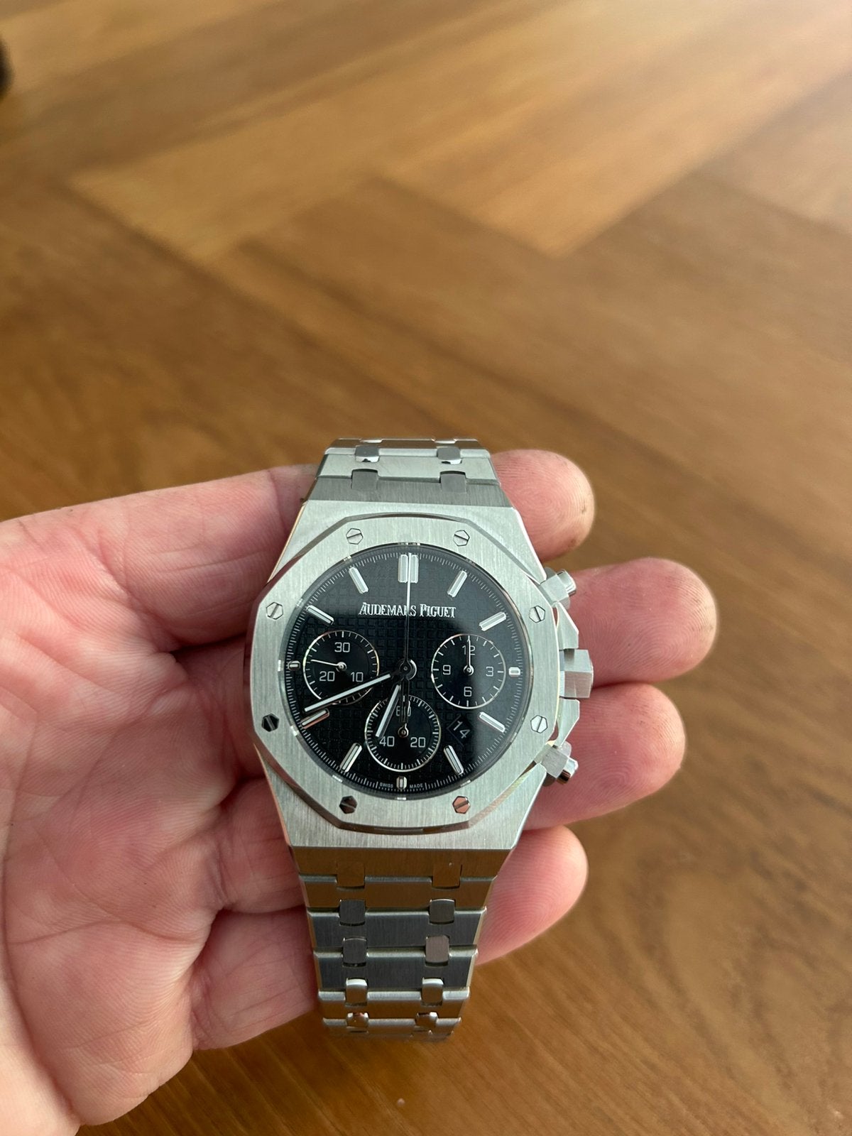 Audemars Piguet Royal Oak, Handtassen en Accessoires, Horloges | Heren, Staal, Staal, Polshorloge, Zo goed als nieuw