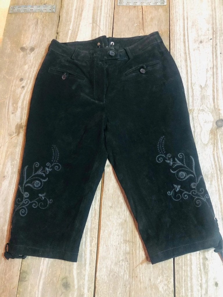 Leuke zwarte suède lederhose maat 38, Kleding | Dames, DJT, Ophalen of Verzenden, Zo goed als nieuw, Maat 38/40 (M)