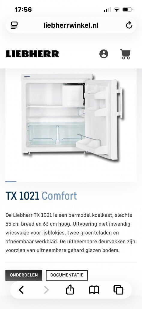 Kleine ijskast Liebherr, Elektronische apparatuur, Koelkasten en IJskasten, Ophalen, Gebruikt, Met vriesvak, Minder dan 85 cm