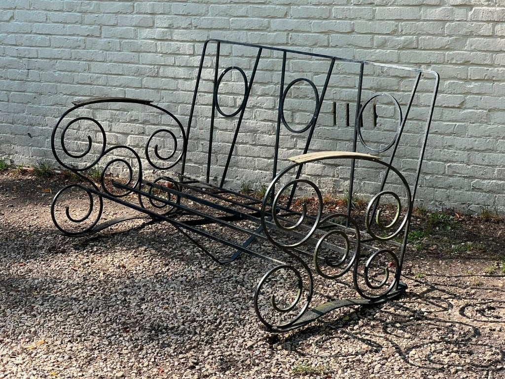 Sfeervolle tuinbank van metaal – klassiek & decoratief, Tuin en Terras, Ophalen, Zo goed als nieuw, Metaal
