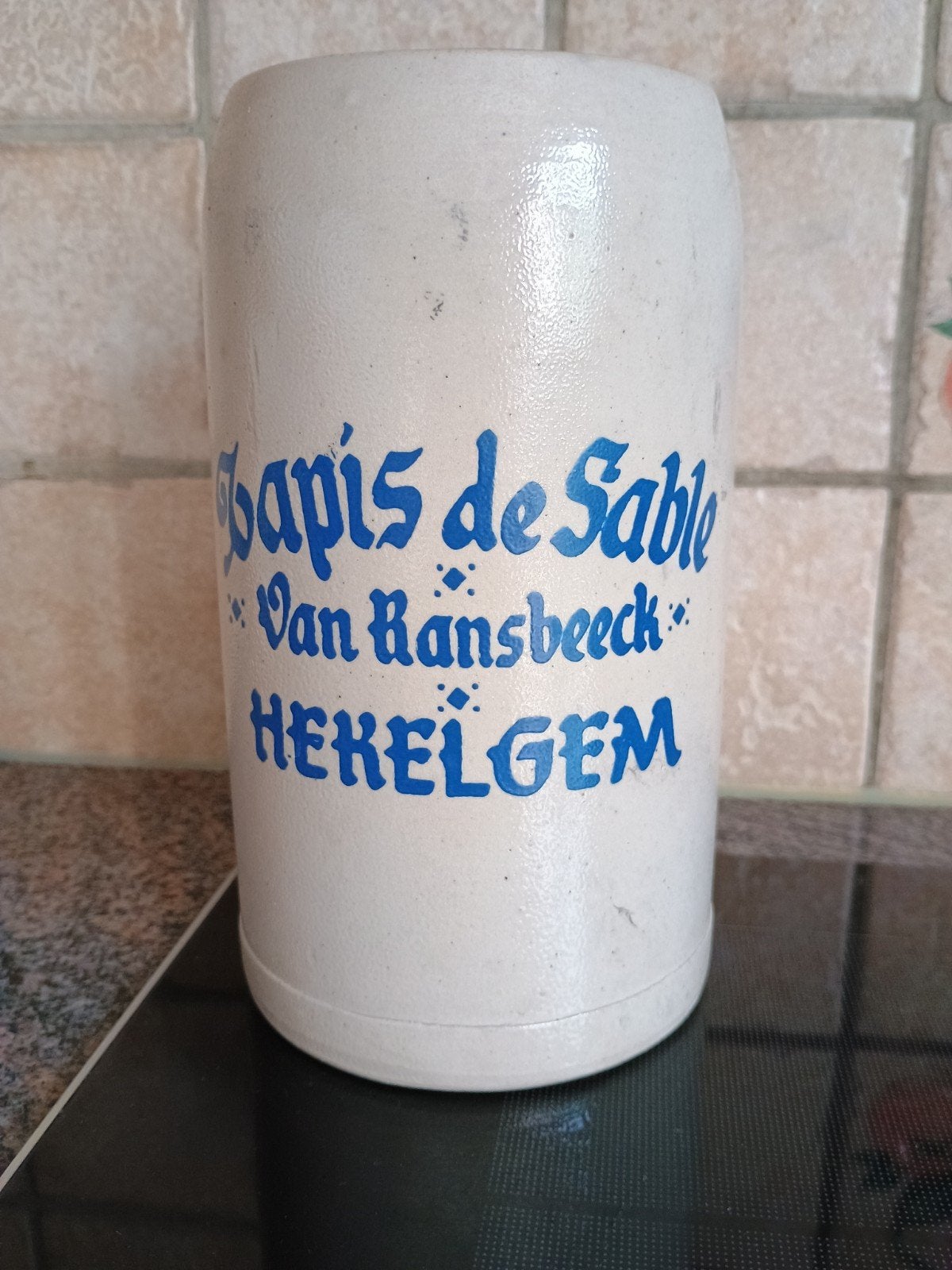 Bierpot Zandtapijt Hekelgem, Verzamelen, Ophalen of Verzenden