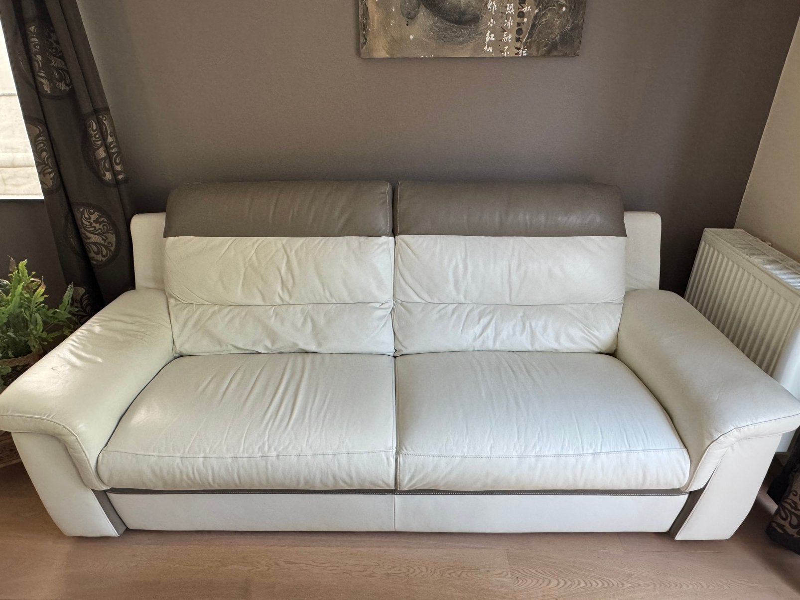 Prachtige leren lounge 3+2, Ophalen, Gebruikt, Driepersoons, Rechte bank