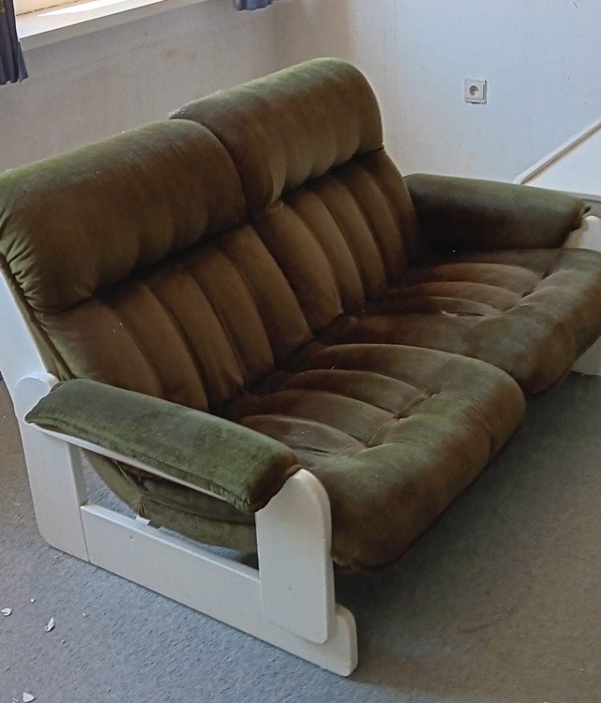 zetel met salon tafeltje, Ophalen, Gebruikt, Hout