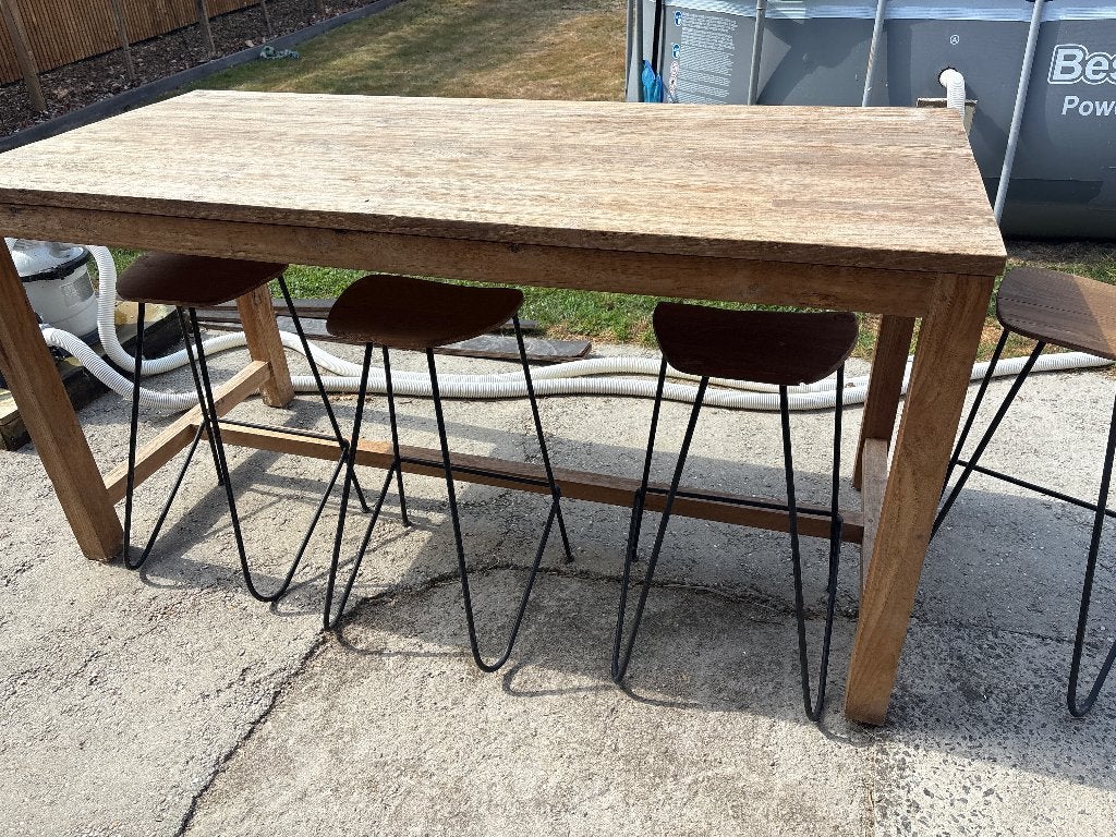 Tuin tafel hoog, Tuin en Terras, Ophalen, Gebruikt, Rechthoekig, Teakhout