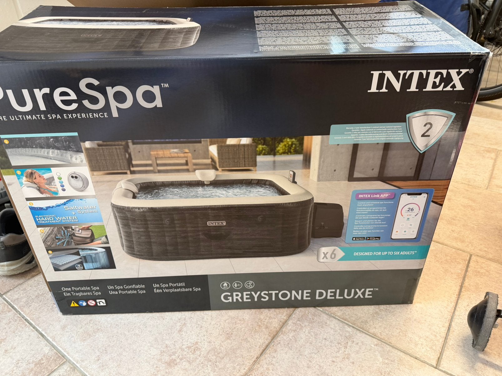 Intex greystone deluxe bubbelbad 6 personen NIEUW, Ophalen, Nieuw, Filter, Opblaasbaar
