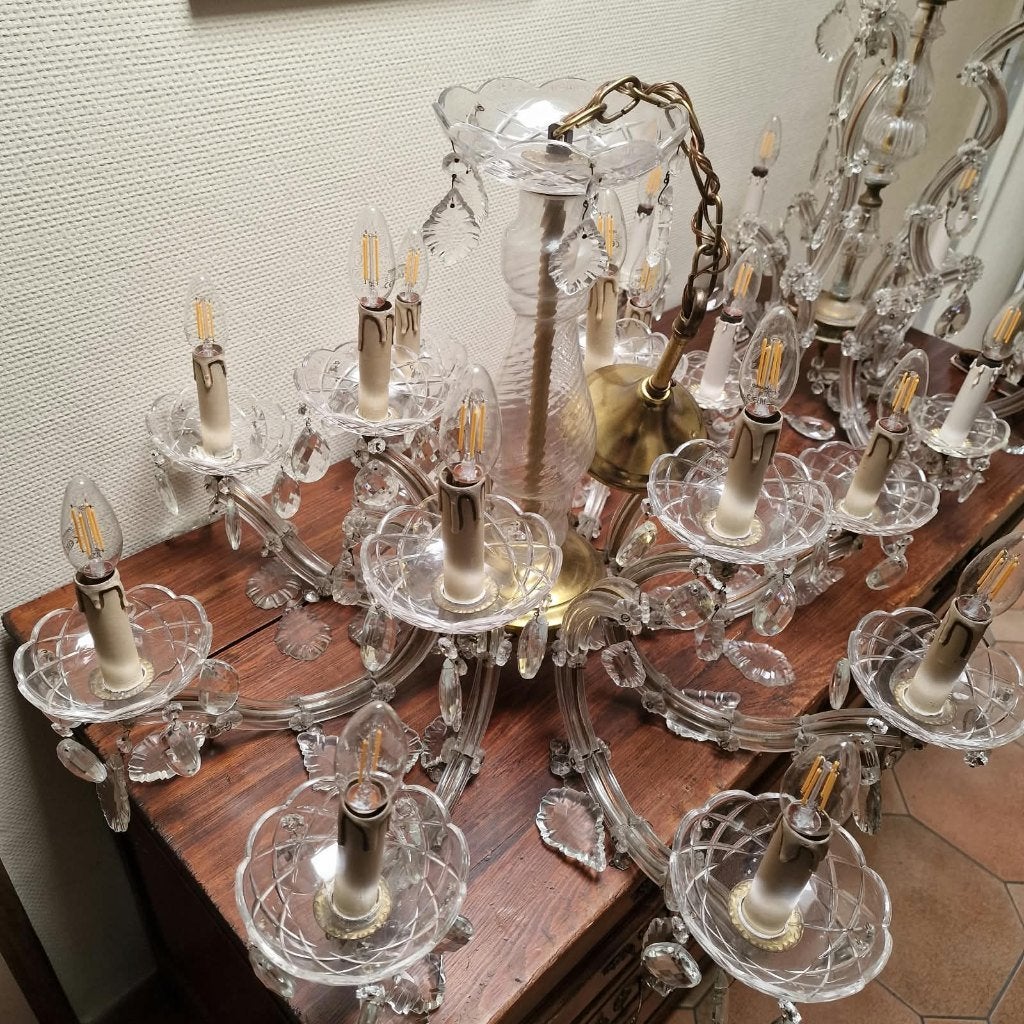 Antieke 12-armige luchter compleet met ledlampen, Ophalen